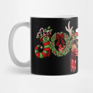 Christmas Joy Dwarf Stocking Reindeer YorkShire Terrier Mug